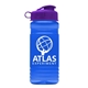 a transparent blue bottle & violet lid groove 20 oz tritan(tm) sports bottle with flip lid