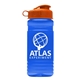 a transparent blue bottle & orange lid groove 20 oz tritan(tm) sports bottle with flip lid