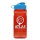 a transparent red bottle & cyan lid groove 20 oz tritan(tm) sports bottle with flip lid