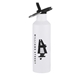 aerial view a white 20 oz double wall stainless steel bottle with leakproof spout, straw and carry handle, image 1 of 4
