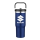 aerial view a blue tahoe 30 oz vacuum tumbler, image 1 of 2