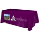 aerial view a group of all over full color dye sub table cover - flat poly 3- sided, fits 8 table, image 2 of 4