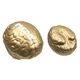 a gold colored brain squeeze stress ball