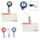 a group of retractable badge holder with laminated label