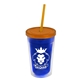 a translucent blue bottle & translucent orange lid & translucent orange straw 16 oz double - wall insulated transparent tumbler