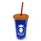 a translucent blue bottle & translucent orange lid & translucent red straw 16 oz double - wall insulated transparent tumbler
