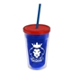 a translucent blue bottle & translucent red lid & translucent blue straw 16 oz double - wall insulated transparent tumbler