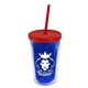 a translucent blue bottle & translucent red lid & translucent red straw 16 oz double - wall insulated transparent tumbler