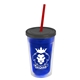 a translucent blue bottle & smoke lid & translucent red straw 16 oz double - wall insulated transparent tumbler