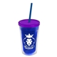 a translucent blue bottle & translucent violet lid & translucent blue straw 16 oz double - wall insulated transparent tumbler