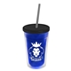 a translucent blue bottle & black lid & smoke straw 16 oz double - wall insulated transparent tumbler