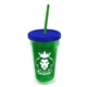 a translucent green bottle & translucent blue lid & translucent green straw 16 oz double - wall insulated transparent tumbler