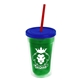 a translucent green bottle & translucent blue lid & translucent red straw 16 oz double - wall insulated transparent tumbler