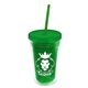 a translucent green bottle & translucent green lid & translucent green straw 16 oz double - wall insulated transparent tumbler