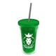 a translucent green bottle & translucent green lid & smoke straw 16 oz double - wall insulated transparent tumbler