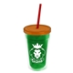 a translucent green bottle & translucent orange lid & translucent red straw 16 oz double - wall insulated transparent tumbler