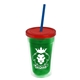 a translucent green bottle & translucent red lid & translucent blue straw 16 oz double - wall insulated transparent tumbler