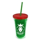 a translucent green bottle & translucent red lid & translucent green straw 16 oz double - wall insulated transparent tumbler