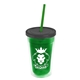 a translucent green bottle & smoke lid & translucent green straw 16 oz double - wall insulated transparent tumbler