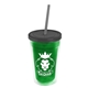 a translucent green bottle & smoke lid & smoke straw 16 oz double - wall insulated transparent tumbler