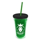 a translucent green bottle & black lid & translucent green straw 16 oz double - wall insulated transparent tumbler