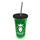 a translucent green bottle & black lid & smoke straw 16 oz double - wall insulated transparent tumbler