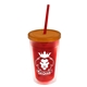 a translucent red bottle & translucent orange lid & translucent red straw 16 oz double - wall insulated transparent tumbler