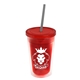 a translucent red bottle & translucent red lid & smoke straw 16 oz double - wall insulated transparent tumbler