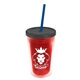 a translucent red bottle & smoke lid & translucent blue straw 16 oz double - wall insulated transparent tumbler