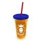 a translucent orange bottle & translucent blue lid & translucent red straw 16 oz double - wall insulated transparent tumbler