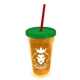 a translucent orange bottle & translucent green lid & translucent red straw 16 oz double - wall insulated transparent tumbler