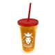 a translucent orange bottle & translucent red lid & translucent red straw 16 oz double - wall insulated transparent tumbler