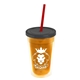 a translucent orange bottle & smoke lid & translucent red straw 16 oz double - wall insulated transparent tumbler