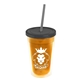a translucent orange bottle & smoke lid & smoke straw 16 oz double - wall insulated transparent tumbler