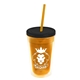 a translucent orange bottle & black lid & translucent orange straw 16 oz double - wall insulated transparent tumbler