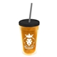 a translucent orange bottle & black lid & smoke straw 16 oz double - wall insulated transparent tumbler
