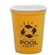 aerial view a translucent frost lid & athletic gold cup 16 oz stadium cup coin bank, image 1 of 2