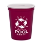 aerial view a translucent frost lid & maroon cup 16 oz stadium cup coin bank, image 1 of 2