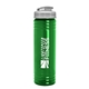 a transparent green bottle & translucent frost lid 24 oz slim fit upcycle rpet bottle with flip lid