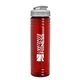 a transparent red bottle & translucent frost lid 24 oz slim fit upcycle rpet bottle with flip lid