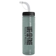 a glacier blue bottle & black lid & translucent frost straw 24 oz slim fit upcycle rpet bottle with straw lid
