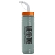 a glacier blue bottle & orange lid & translucent frost straw 24 oz slim fit upcycle rpet bottle with straw lid