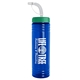 a transparent blue bottle & teal lid & translucent frost straw 24 oz slim fit upcycle rpet bottle with straw lid