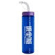 a transparent blue bottle & violet lid & translucent frost straw 24 oz slim fit upcycle rpet bottle with straw lid