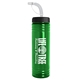 a transparent green bottle & black lid & translucent frost straw 24 oz slim fit upcycle rpet bottle with straw lid