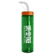 a transparent green bottle & orange lid & translucent frost straw 24 oz slim fit upcycle rpet bottle with straw lid