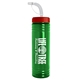 a transparent green bottle & red lid & translucent frost straw 24 oz slim fit upcycle rpet bottle with straw lid