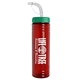 a transparent red bottle & teal lid & translucent frost straw 24 oz slim fit upcycle rpet bottle with straw lid