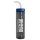 a transparent smoke bottle & blue lid & translucent frost straw 24 oz slim fit upcycle rpet bottle with straw lid