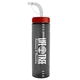 a transparent smoke bottle & red lid & translucent frost straw 24 oz slim fit upcycle rpet bottle with straw lid